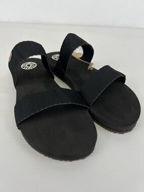 Freewaters Supreem La Jolla Sandals Womens 11 Black Nylon Slip On Slides NWT